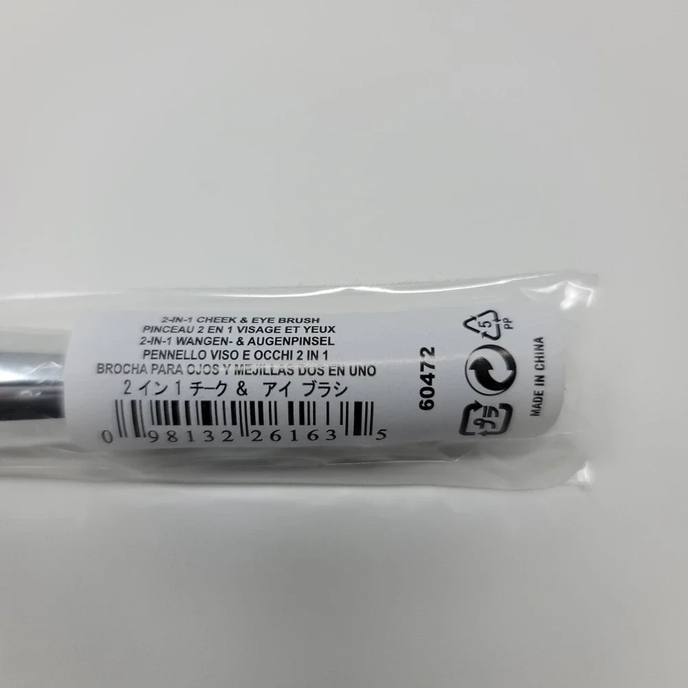 BareMinerals 2-in-1 Cheek & Eye Makeup Powder‎ Face Brush Dual Ended Tool New